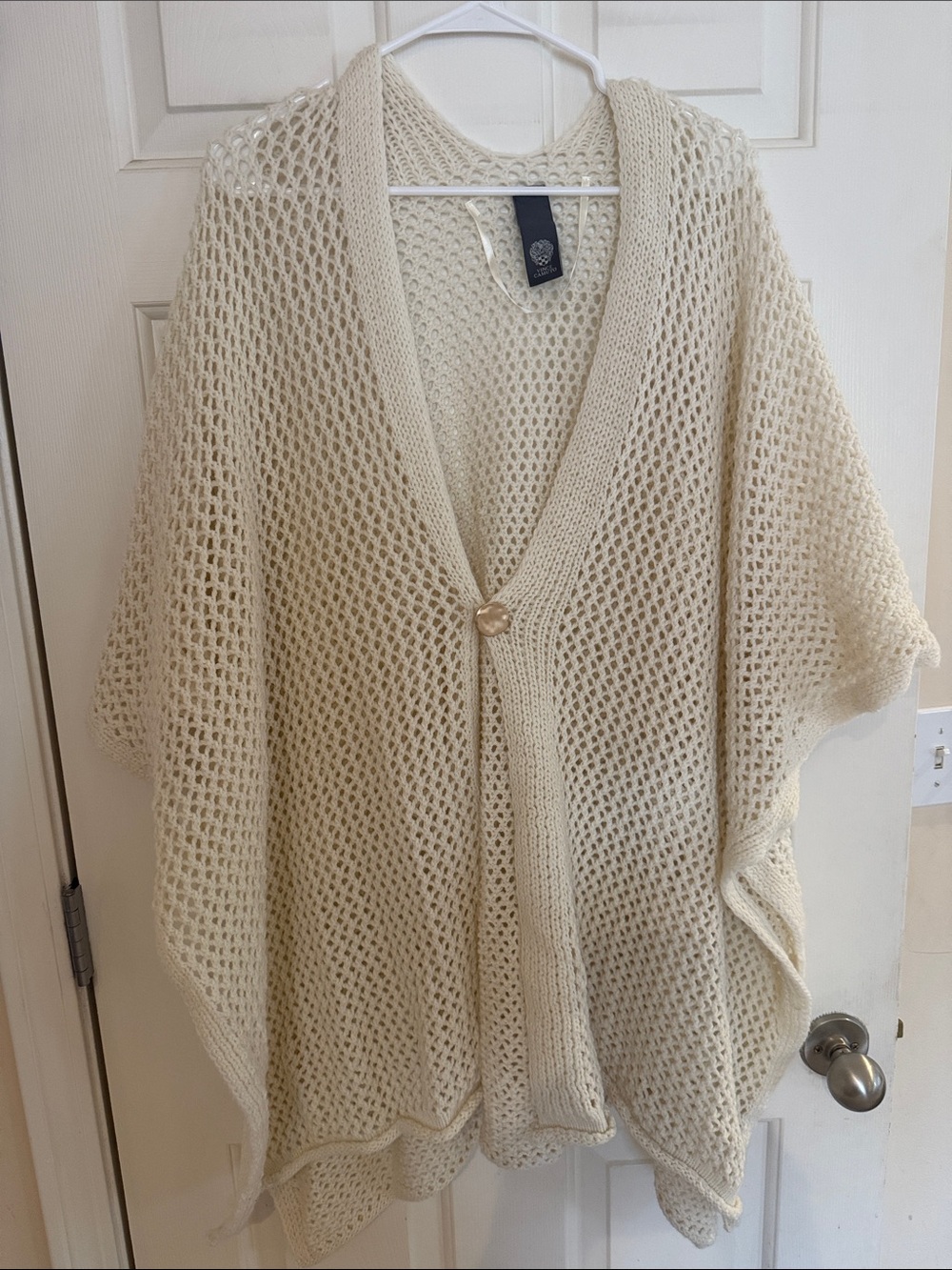 Vince Camuto Cream Open-Knit Poncho Sweater